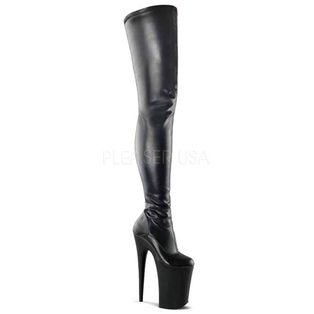 Pleaser - INFINITY-4000 Plateau Overknee Laarzen - Paaldans schoenen - Zwart